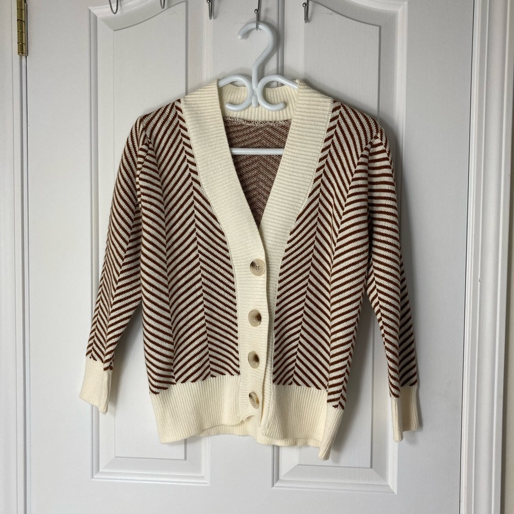 Brown and Cream Chevron Cardigan